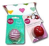 Cherry Lippenbalsam Lovers Delight – 2 x Cherry Eos Lippenbalsam in Herz-Geschenkkissen – Cherry & Bright/Cherry V