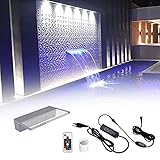 Pondo 30cm Acryl Wasserfall Mit 7 Farbvarianten LED Beleuchtung Und Fernbedienung für Gartenteich Pool Teich, Beleuchtete Wasserfall Garten Kaskade Mit LED L