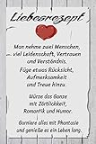 NWFS Spruch Liebesrezept Rezept für Die Liebe. Blechschild Metallschild Schild Metal Tin Sign gewölbt lackiert 20 x 30