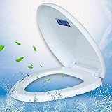 YNHNI Universeller Toilettensitz, verdickt, langsamer Dämpfer, gepolstert, WC-Deckel, Form U / U, weiß: 45~47 cm x 36~37 cm (Farbe: Weiß, Größe: 45~47 x 36~37 cm)