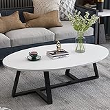XBAOMING Beistelltisch, Moderner Couchtisch Ovaler Couchtisch Holzplatte Stabiles Metallrahmenbein Einfacher Industrieller Moderner Mitteltisch,B
