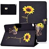 UGOcase iPad 9.7 2018/2017 Hülle iPad Air 2/iPad Air Hülle mit Kartenschlitzen, niedliches Muster, Anti-Rutsch-Ständer, PU Leder Hülle mit Auto Sleep Wake for iPad 6/iPad 5 - Sonnenblume & E