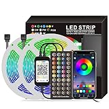 LED Strip RGB 5050 mit Fernbedienung, Farbwechsel LED Streifen, App-steuerung, Musikmodus, Timer-Einstellung, LED Band für Haus Schlafzimmer TV KücheDeko (Color : 30M)