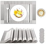 Ulikey Tischset Abwischbar, Platzset 12er Set mit Tischsets Untersetzern, Rutschfest Hitzebeständig Platzdeckchen Platz Matten Tischunterlage für Hause Küche Restaurant Sp