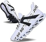 JSLEAP Laufende Schuhe der Männer, die athletische Mode-Tennisblatt-Turnschuhe Laufen Lasse (2 Weiß,Größe 46 EU/280 CN)