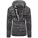 DaDuo Sweater Herren Slim Fit Warm Verdicken Strickwaren Herren Komfortabel Atmungsaktiv Einfachheit Mode Hoodie Herren Frühling Herbst Lassig Pullover Herren B-Black 4XL