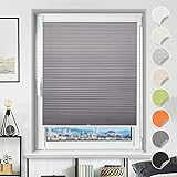 BondFree Plissee ohne Bohren Anthrazit 70x120cm(BXH) lichtdurchlässig & Blickdicht Faltrollos EasyFix Klemmrollo für Fenster & Tü