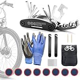 JIPRENS Fahrrad Reparatur Set, 16 in 1 Werkzeuge Fahrrad-Multitool Multifunktionswerkzeug Werkzeugset Fahrrad mit Tasche Reparatur Fahrradwerkzeug Tool mit Satteltasche für Mountainbike und R