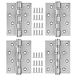 4 Stück Türscharnier aus solide 201 Edelstahl Oberfläche gebürstet, 305 Grad Öffnungswinkel, 50 kg Tragfähigkeit pro Scharnier, Materialstärke 3 mm, 201 Edelstahlschraube, Größe:76 x 101