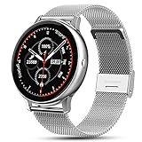 Smart Watch EKG Herzfrequenzmonitor Bluetooth Armband Full Touch Sport Uhr für Android IOS iPhone Samsung Xiaomi Handys (Silber Schwarz Edelstahl)