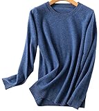 PHELEAD Damen 100% Merinowolle Winterpullover Damen Langarm Slim warm Strick Pullover Damen Sweater (L, Flower Blue)