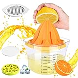 Saftpresse Manuell Orangenpresse 4 in 1 Zitronenpresse | 400ml Zitronenpresse glas | Käsereibe | Eiswürfelbehälter mit Deckel | BPA-frei eeFul Obst Limettenpresse Shakin Juicer Zitrusp