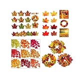 BETUGIFT 50 Stück Künstliche Ahornblätter Herbstlaub Kunst Farben Simulation Ahornblatt Perfekte Herbst Dekoration,Herbst Hochzeit Dekorationen für Halloween Thanksgiving Weihnachten (A, 50PC)