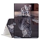 TOMYOU iPad 10.2 Hülle 2020 iPad 8th Generation Hülle / 2019 iPad 7th Generation Hülle, Slim Stand Soft Back Shell Protective Smart Cover für 10,2 Zoll iPad 8 / iPad 7 - Katze zu Tig