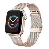 EDIMENS Metall armband kompatibel mit Apple Watch 38mm 40mm 41mm, Edelstahl-Ersatzbänder für iwatch Series 7 6 5 4 3 2 1 SE Sports Edition Mädchen Damen,Roség