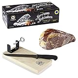 RAMOS Premium Serrano-Schinken | 1kg im Geschenkkarton | Schinkenbrett und -messer gratis | Oro reserva aus T