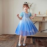 SUNXC Jugendliche Ballkleid, Aisha Prinzessinnenkleid-Blau_140cm,Kinder Prinzessin Kostüm M