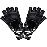 LYTIVAGEN 1 Paar Punk Handschuhe Nieten Handschuhe Fingerlos Rock Handschuhe Damen Lederhandschuhe für Tanz, Hip Hop, Performance, Pole Dance, Cosplay, Party