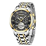 LIGE Herrenuhr Automatik Mechanische Armbanduhren Edelstahl wasserdichte Datum Kalender Mondphase Kleid Uhr Mode lässig Skelett Tourbillon Uhr G