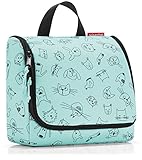reisenthel toiletbag kids WH4062 cats and dogs mint – Kulturbeutel mit 3l Volumen – Aufklappbar mit Haken zum Aufhängen und Spiegel – B 23 x H 20 x T 10