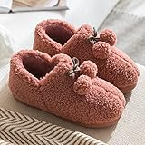 Hausschuhe Pantoffeln Slippers Women Shoes Winter Warm Fluffy  Furry Slippers Indoor House Slippers  Fur Ball  Slippers Confinement SHO