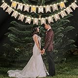 Sackleinen Banner Gedruckt mit Buchstaben'Mr Mrs Just Married' Hochzeit Ammer Banner mit LED Fee Lichterkette, Hängendes Zeichen Girlande Wimpel Foto Stand Requisiten für Braut Show