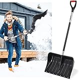 Hecht Große Schneeschaufel mit leichtem Stahlstiel – Schiebekante mit Stahlprofil – Schaufel im Winter perfekt – Profi Schneeschieber jetzt günstig k