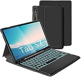 Beleuchtete Tastatur Hülle für Samsung Tab S7, Abnehmbare Bluetooth QWERTZ Tastatur mit Schützhülle für Samsung Tab S7 11 Zoll 2020 (SM- T870/T875), Schw
