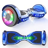 MICROGO Hoverboards, Self Balance Scooter, 6,5 ”Elektroroller mit Bluetooth-Lautsprechern LED-Leuchten, Geschenk für Kinder und Jugendliche (Chromblau) Z5