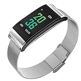 Smart-Armband mit vollem Touchscreen, wasserdichter Kampagnen-Schrittzähler für Männer mit Metallstahlstreifen, minimalistische quadratische 0,9-Zoll-Smartwatch für Frauen, kompatibles Android IOS