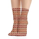 Lustige Herren- und Damen-Socken aus gekämmter Baumwolle, Ancestral Symbol mit abstrakter Vogelfigur, sitzt auf der Oberseite, Tierbilder, persisch, Gelb Weiß Grau Blau Rot 8, O