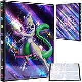Pokemon Karten Sammelalbum, Pokemon Album,Bindemittel Kompatibles Pokemon Karten, pokemon-sammelalbum groß, pokemon heft für karten, 20 Seiten 160 Karten Kapazität(Glitzer Mewtwo)