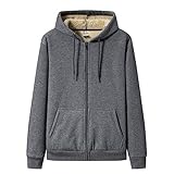 DOSLAVIDA Herren-Kapuzenjacke mit Sherpa-Futter und durchgehendem Reißverschluss, Fleece, schwer, warm, dick - - X-Larg