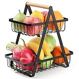 EKXOZV Obst Etagere, Etagere Obst 2 Etagen,Obstkorb Rack Obstschale, Abnehmbar Obst Halter Küche Ablagekorb,Gemüsegestell, Obst Gemüse Brot Snacks Korb