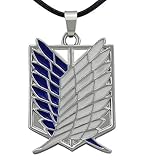 Hanessa Schmuck Herren und Damen Kunst-Leder Hals-Kette Anime Attack on Titan Anhänger Zinklegierung in Silber/Blau/Weiß Geschenk für Jungen/Mädchen/Jugendliche/Anime Fan/Japanischer C