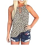 Yoofeiduoduo Tank Tops Damen Shirts Leopardenmuster Aushöhlen Ärmellose Frauen Fitness Sport Tanktop Drucke Tank Weste T-Shirt Tops Mode Locker Bluse Sommer Tunika Loose Fit Weste Elegant Ob