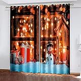 HOMEIEU Schlafzimmervorhänge, Wohnzimmervorhänge, 3D-Weihnachtsdekorationsvorhänge, Verdunkelungsvorhänge Für Die Wärmedämmung (W92xH160cm-2PCS)