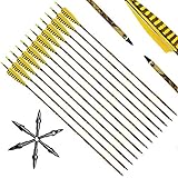 Narchery Pfeile, 12 Stück 31 Zoll Camo Bogenpfeile Carbon Pfeile mit Naturfeder für Bogen, Recurvebogen, Langbogen und traditionellen Bog