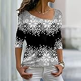 Blusen Damen Langarm Elegant Frauen Top Shirt Casual Skew V Ausschnitt Tops Print Gestrickt T-Shirt Loose Oberteil Große Größen Tunika Basic Hemdb