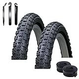 Angebot-Set / 2 x Roverstone 20' Fahrradreifen Fahrradmantel Schwarz 54-406 (20 x 2,125) + 2 passende Schläuche AV inkl. 3 Reifenheb