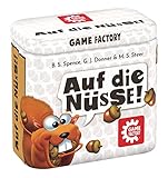 Game Factory 646273 Auf die Nüsse, das knackige Würfelspiel, Mini-Spiel in handlicher Metalldose, Reisespiel, für Erwachsene und Kinder ab 8 J