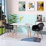 DORAFAIR Set aus Rechteckig Esstisch Weiß und 2 Schwarz Modern Esszimmerstühle, für Küche E