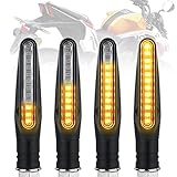 URAQT LED Blinker Motorrad, 4 Stück Mini Motorrad Blinker Licht mit Lauflicht Laufeffekt E Universal Geprüft LED Blinkerleuchten Smoked, B