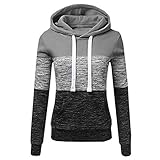 Sunggoko Frauen Kapuzenpulli Mode Hoodies Sweatshirt Dicker Herbst Winter mit Kapuze Slim Damen Kapuzenpullover Hoodie Freizeit Sport Langarm Sweatjacke Oberteile Baumwolle Kontrastfarb