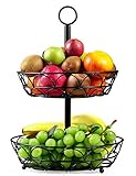 TSyeah Obst Etagere Metall,Farbe schwarz,Obstschale, dekorativer Obstkorb,2 stöckig