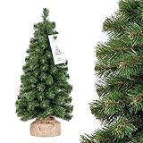 FairyTrees künstlicher Weihnachtsbaum klein, Nordmanntanne Mini Premium, Kleiner Tannenbaum für Tisch, Büro, 50cm, FT40-50
