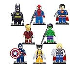 8-teiliges kompatibles Superhelden-Set mit Marvels Avengers Batman Superman Wolverine Spiderman Hulk Iron Man Thor Captain America Minifiguren Blöcke Spielzeug
