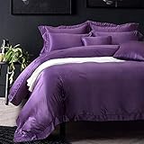 Vierteilige Einfache Bettwäsche Aus Eisseide, Seidenbettwäschesets Doppelbett, Einzelbettbezug, Kingsize-Bettwäscheset, （King, 220 * 240 Cm） Bett Aus Gebürsteter Baumwolle - G_2.0M (6,6 Ft) B