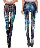 FVCENT Leggins Meerjungfrau | Damen Leggings Mermaid Meerjungfrau Glanz Leggings Fisch Schuppen Scale Glänzend Strumpfhose Hüfthose Hose Skinny Pants für Karneval Kostüm (KDK1913, L)