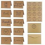 Dankeskarten, MOPOIN 50 Stück Retro Karte Danke Kraftpapier Karten, Klappkarten Blanko mit Umschlag und Aufkleber, Geschenkkarten, Thank You Cards für Thanksgiving Day Grüße, Abschlüsse, Geschenk